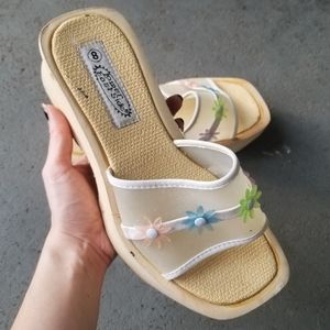 Y2K floral pastel platform jelly sandals sz 8